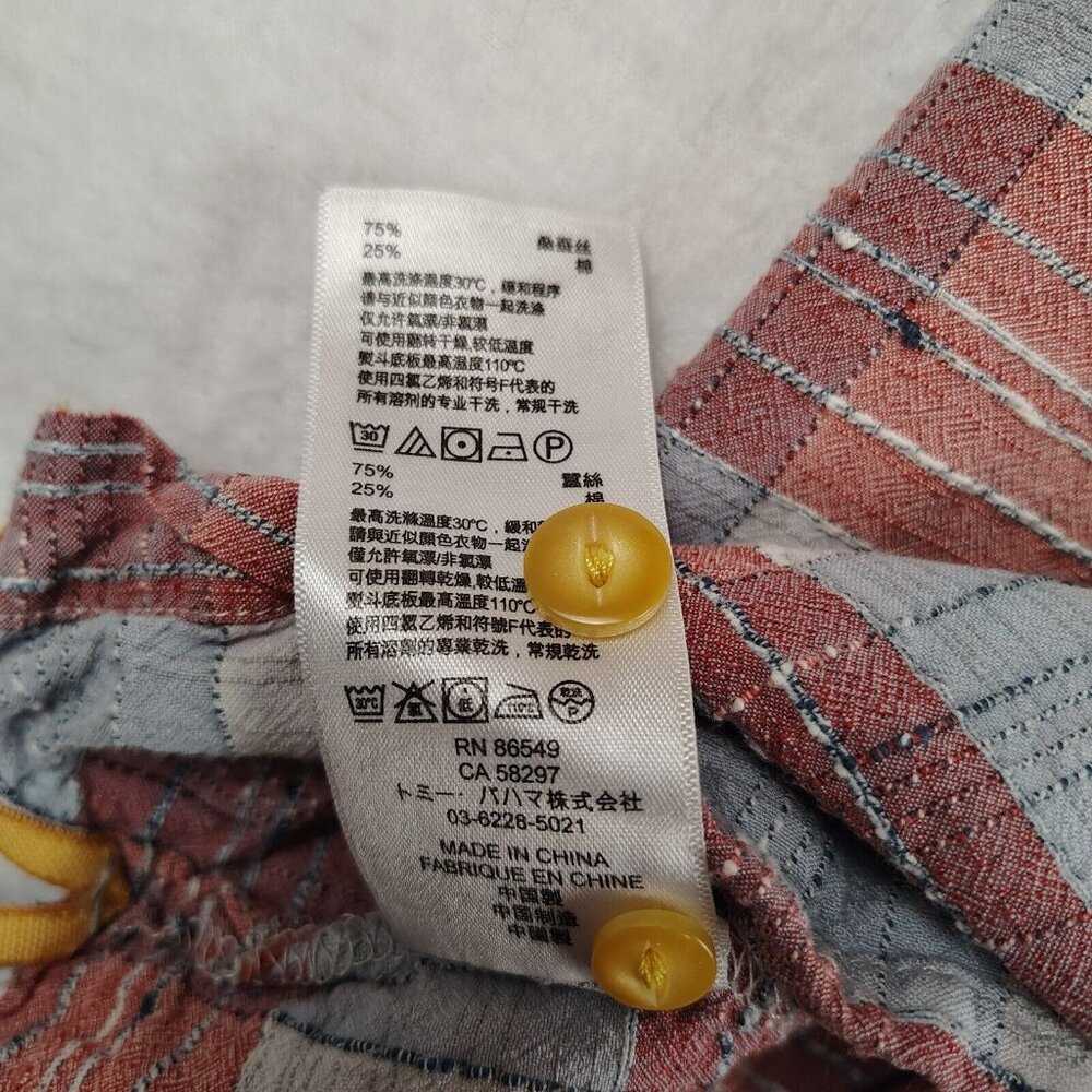 Tommy Bahama Red Blue Plaid Silk Button Up Shirt Island Modern Fit Sz Large - Picture 8 of 11